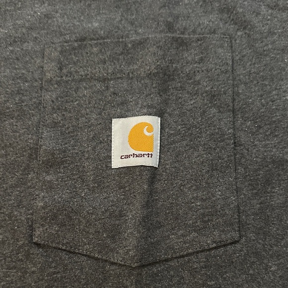 Men’s Carhartt Heathered Charcoal Cotton Pocketed Short Sleeve Tee - Picture 3 of 10